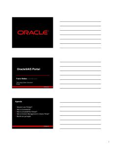 Oracle9iAS Portal. Agenda. Frank