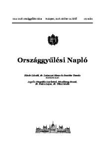 országgyűlési ciklus Budapest, október 24. hétfő 177. szám. Országgyűlési Napló