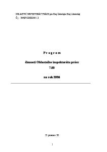 P r o g r a m. činnosti Oblastního inspektorátu práce na rok 2006