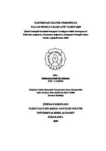 PARTISIPASI POLITIK PEREMPUAN DALAM PEMILU LEGISLATIF TAHUN 2009 (Studi Deskriptif Kualitatif Mengenai Partisipasi Politik Perempuan di