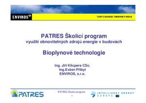 PATRES Školící program. Bioplynové technologie