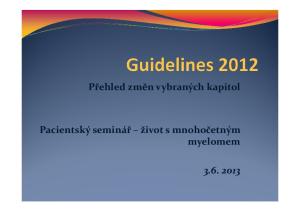 Přehled změn vybraných kapitol. Pacientský seminář život smnohočetným myelomem