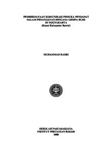 PEMBERDAYAAN KOMUNIKASI PEMUKA PENDAPAT DALAM PENANGANAN BENCANA GEMPA BUMI DI YOGYAKARTA (Kasus Kabupaten Bantul) MUHAMMAD BADRI