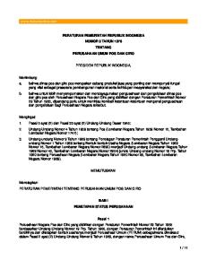 PERATURAN PEMERINTAH REPUBLIK INDONESIA NOMOR 9 TAHUN 1978 TENTANG PERUSAHAAN UMUM POS DAN GIRO PRESIDEN REPUBLIK INDONESIA,