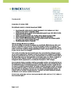 Persbericht. BinckBank sterk in derde kwartaal Amsterdam, 24 oktober 2008