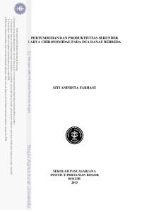 PERTUMBUHAN DAN PRODUKTIVITAS SEKUNDER LARVA CHIRONOMIDAE PADA DUA DANAU BERBEDA SITI ANINDITA FARHANI