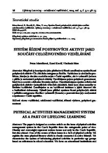 PHYSICAL ACTIVITIES MANAGEMENT SYSTEM AS A PART OF LIFELONG LEARNING