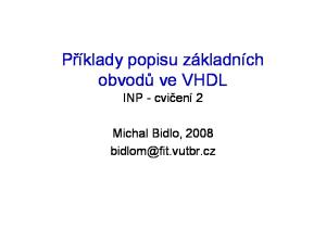 Příklady popisu základních obvodů ve VHDL