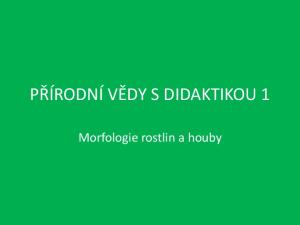 PŘÍRODNÍ VĚDY S DIDAKTIKOU 1. Morfologie rostlin a houby