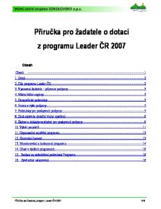 Příručka pro žadatele o dotaci z programu Leader ČR 2007