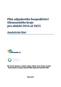 Plán odpadového hospodářství Olomouckého kraje pro období 2016 až 2025 Analytická část