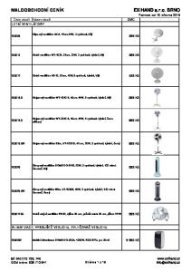Platnost od 16. března 2015 Číslo zboží Název zboží DMC LETNÍ VENTILÁTORY