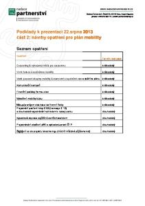 Podklady k prezentaci 22.srpna 2013 část 2: návrhy opatření pro plán mobility