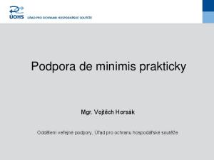 Podpora de minimis prakticky