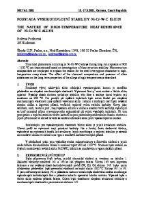 PODSTATA VYSOKOTEPLOTNÍ STABILITY Ni-Cr-W-C SLITIN. THE NATURE OF HIGH-TEMPERATURE HEAT RESISTANCE OF Ni-Cr-W-C ALLYS