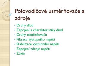 Polovodičové usměrňovače a zdroje