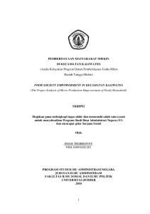 POOR SOCIETY EMPOWERMENT IN KECAMATAN KALIWATES (The Proper Analysis of Micro Production Empowerment of Needy Household) SKRIPSI