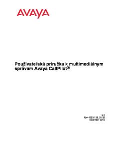 Používateľská príručka k multimediálnym správam Avaya CallPilot