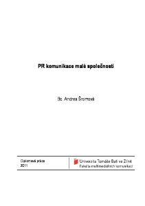 PR komunikace malé společnosti. Bc. Andrea Šromová