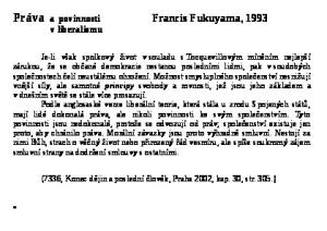 Práva a povinnosti Francis Fukuyama, 1993 v liberalismu