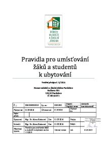 Pravidla pro umísťování žáků a studentů k ubytování