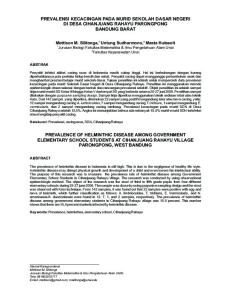 PREVALENSI KECACINGAN PADA MURID SEKOLAH DASAR NEGERI DI DESA CIHANJUANG RAHAYU PARONGPONG BANDUNG BARAT