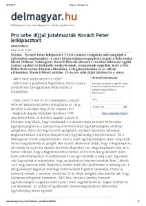 Pro urbe díjjal jutalmazták Kovách Péter lelkipásztort