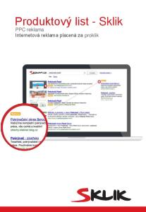 Produktový list - Sklik. PPC reklama Internetová reklama placená za proklik