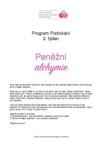 Program Podnikání 2. týden. Peněžní