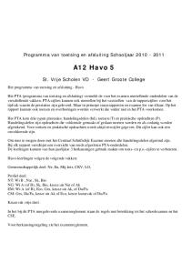 Programma van toetsing en afsluiting Schooljaar A12 Havo 5. St. Vrije Scholen VO - Geert Groote College