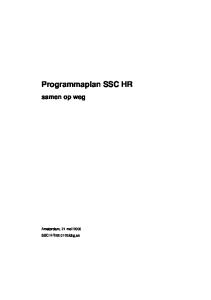 Programmaplan SSC HR samen op weg