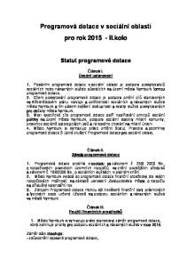 Programová dotace v sociální oblasti pro rok II.kolo