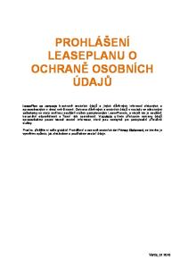 PROHLÁŠENÍ LEASEPLANU O OCHRANĚ OSOBNÍCH ÚDAJŮ