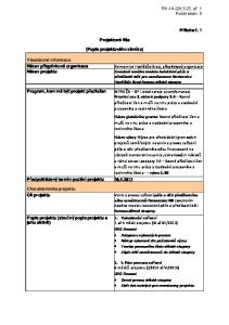 Projektová fiše. (Popis projektového záměru)