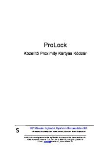 ProLock. Közelítő Proximity Kártyás Kódzár