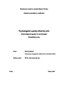 Psychologické aspekty lékařské péče