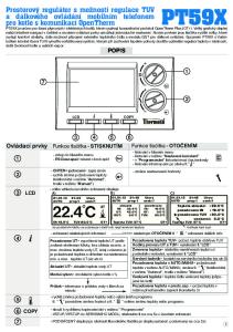 PT59X 22.4 C. Prostorový regulátor s možností regulace TUV. a dálkového ovládání mobilním telefonem pro kotle s komunikací OpenTherm