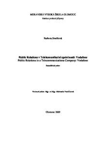 Public Relations v Telekomunikační společnosti: Vodafone Public Relations in a Telecommunications Company: Vodafone