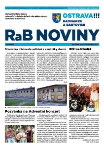 RaB NOVINY. Pozvánka na Adventní koncert. Blíží se Mikuláš. Starostka iniciovala setkání s vlastníky domů