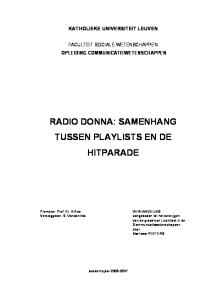 RADIO DONNA: SAMENHANG TUSSEN PLAYLISTS EN DE HITPARADE