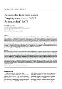 Rasionalitas Indonesia dalam Pengimplementasian 40+9 Rekomendasi FATF