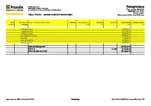 Rekapitulace Číslo nabídky: NAB Objednatel: obec Zhořec Stavební objekt: Místo stavby: Zhořec, okres Plzeň sever