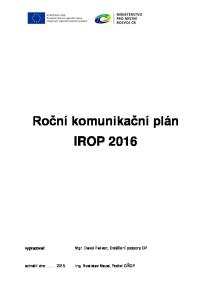 Roční komunikační plán IROP 2016