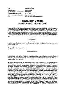 ROZSUDOK V MENE SLOVENSKEJ REPUBLIKY