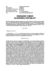 ROZSUDOK V MENE SLOVENSKEJ REPUBLIKY