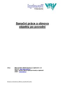 Sanační práce a obnova objektů po povodni