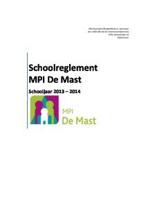 Schoolreglement MPI De Mast Schooljaar
