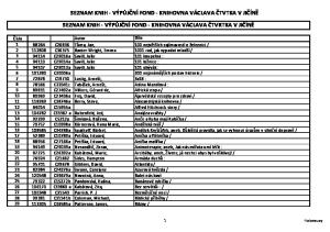 SEZNAM KNIH - VÝPŮJČNÍ FOND - KNIHOVNA VÁCLAVA ČTVTKA V JIČÍNĚ SEZNAM KNIH - VÝPŮJČNÍ FOND - KNIHOVNA VÁCLAVA ČTVRTKA V JIČÍNĚ