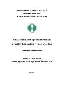 Situace žen na trhu práce po návratu z rodičovské dovolené v Kraji Vysočina