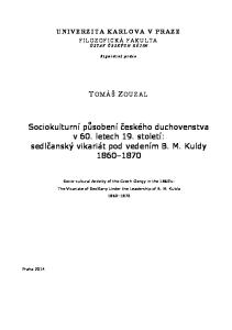 Sociokulturní působení českého duchovenstva v 60. letech 19. století: sedlčanský vikariát pod vedením B. M. Kuldy